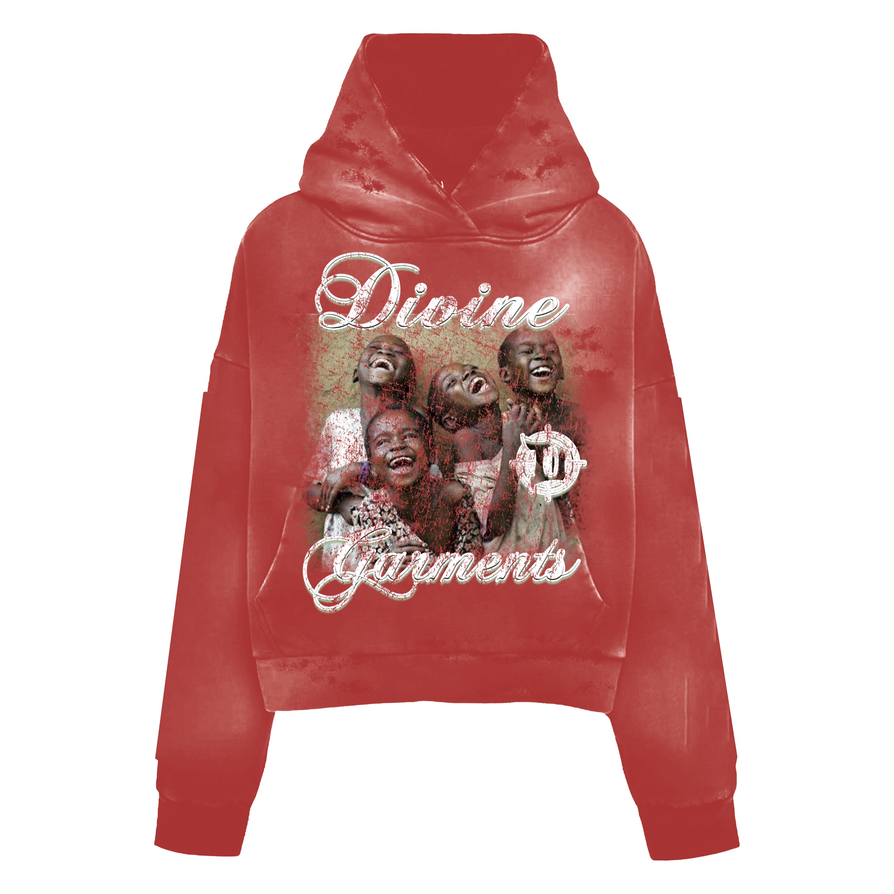 RED DISTRESSED DIVINE HOODIE