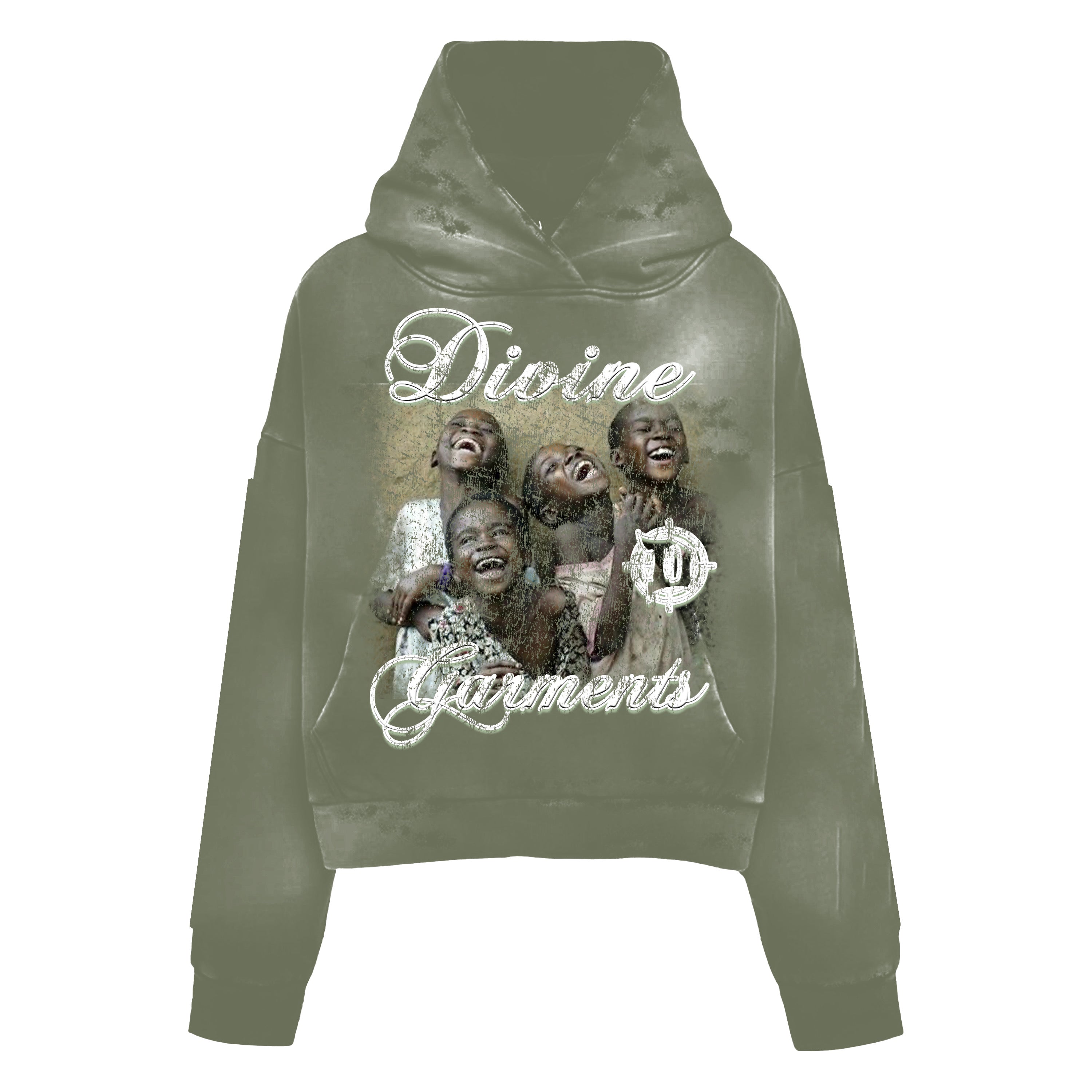 GREEN WASH DISTRESSED HOODIE